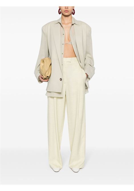 Beige sheer single-breasted blazer - women PHILOSOPHY DI LORENZO SERAFINI | A050521250482